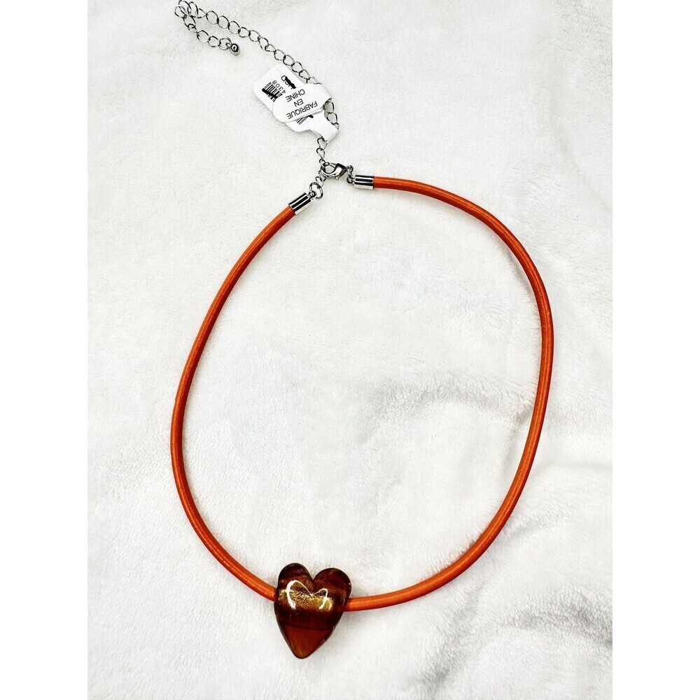 NEW Free People Under The Sea Collar Heart Pendant Choker Murano Glass Bohemian